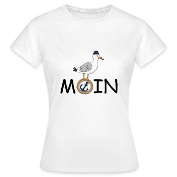 Moin Möwe Seil - Frauen T-Shirt - Weiß - Vorne - AI Model Female 172 dark (172cm)