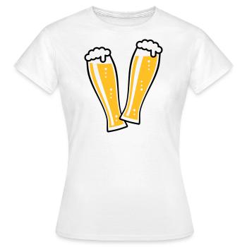2 Weißbiergläser Stoßen An (Bier Weizenbier / 2C) - Frauen T-Shirt - Weiß - Vorne - AI Model Female 172 dark (172cm)