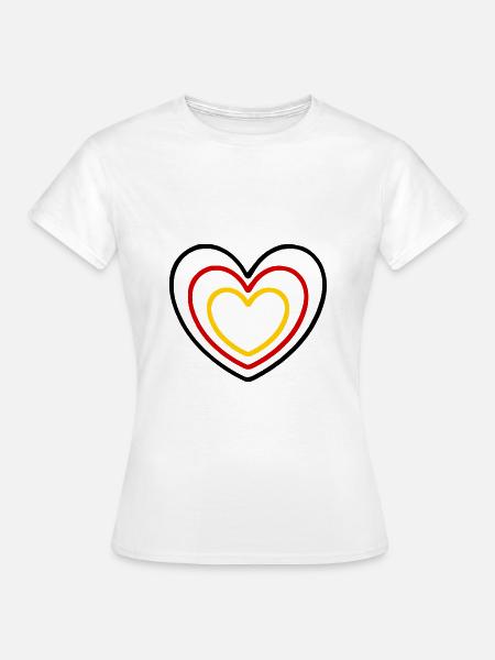 Herz Deutschland Farben - Frauen T-Shirt - Weiß