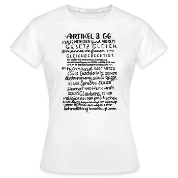 Grundgesetz Artikel 3 - Frauen T-Shirt - Weiß - Vorne - AI Model Female 172 dark (172cm)