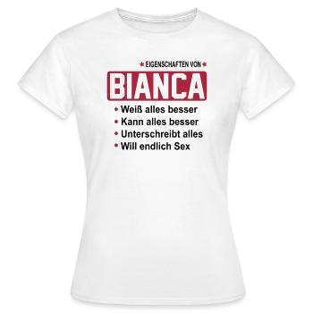 bianca - Frauen T-Shirt - Weiß - Vorne - AI Model Female 172 dark (172cm)