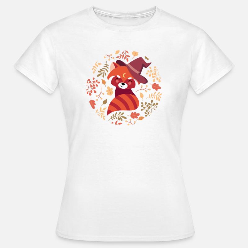 red panda with autumn pattern - Women's T-Shirt - white