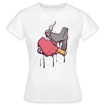 hand on handlebar roadbike wet paint drawing - Women's T-Shirt - white - Front - AI Model Female 172 dark (172cm)