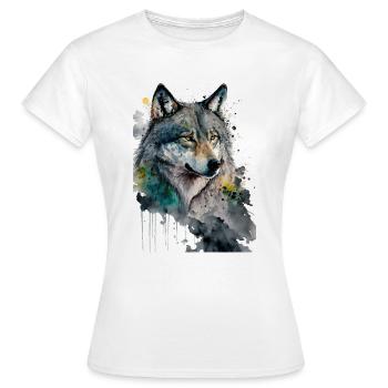 Wolf Aquarelles Art Peinture Aquarelle - T-shirt Femme - blanc - Devant - AI Model Female 172 dark (172cm)