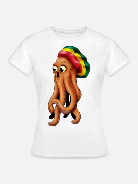 rasta cthuhlu pieuvre - T-shirt Femme - blanc