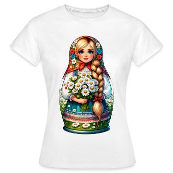 Matriochka en russe Matriochka Poupée Russe - T-shirt Femme - blanc - Devant - AI Model Female 172 dark (172cm)