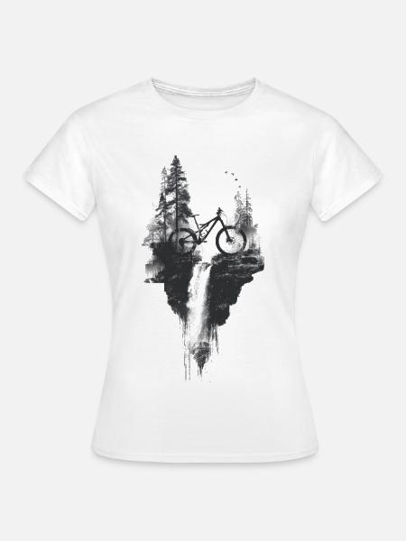 Mountainbike Waldlandschaft Waterfall Abenteuer - Frauen T-Shirt - Weiß