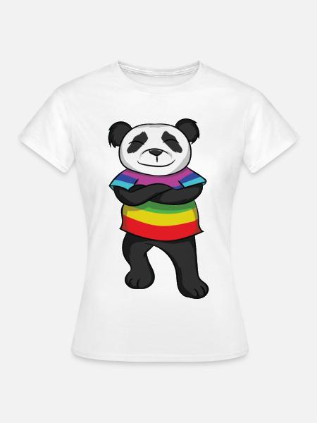 Panda Rainbow Pride  with Attitude - Frauen T-Shirt - Weiß