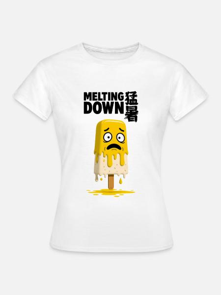 Schmelzendes Zitronen-Eis am Stiel - Frauen T-Shirt - Weiß