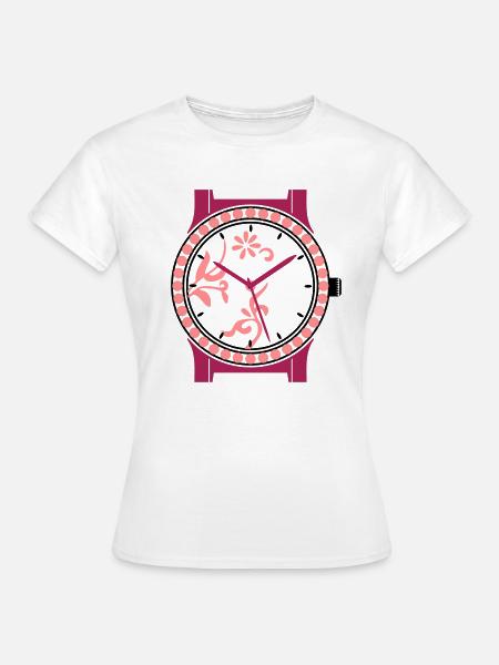 Uhr Damen 2 Girl Woman Frau - Frauen T-Shirt - Weiß
