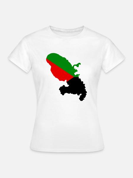 Karte von Martinique Rot, Grün, Schwarz – 972 - Frauen T-Shirt - Weiß
