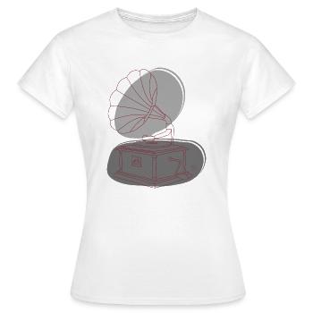 « Gramophone », Boho Line Art Design, série « Music » - T-shirt Femme - blanc - Devant - AI Model Female 172 dark (172cm)