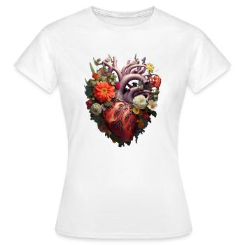 Herzblume | Herz Design | Herz aus Blumen | Blumen - Frauen T-Shirt - Weiß - Vorne - AI Model Female 172 dark (172cm)