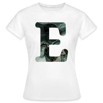 Lettre e marbré vert - T-shirt Femme - blanc - Devant - AI Model Female 172 dark (172cm)