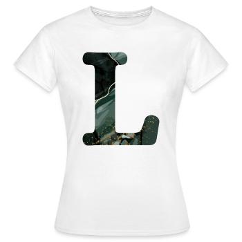 Lettre l marbré vert - T-shirt Femme - blanc - Devant - AI Model Female 172 dark (172cm)