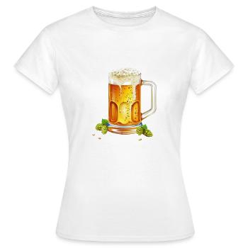 Frostiges Bier im Krug mit Hopfen und Gerste - Frauen T-Shirt - Weiß - Vorne - AI Model Female 172 dark (172cm)