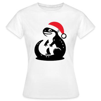 Weihnachten Eidechse - Frauen T-Shirt - Weiß - Vorne - AI Model Female 172 dark (172cm)