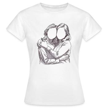 Sister Love Intimate Hug Artwork - Women's T-Shirt - white - Front - AI Model Female 172 dark (172cm)