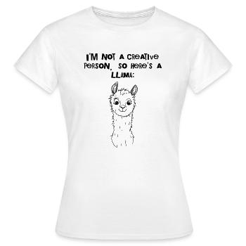 Je ne suis pas créatif – ici, un lama - T-shirt Femme - blanc - Devant - AI Model Female 172 dark (172cm)