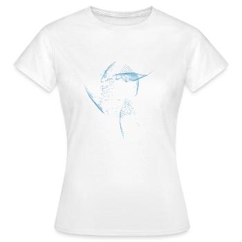Waves Wellen blue - Frauen T-Shirt - Weiß - Vorne - AI Model Female 172 dark (172cm)