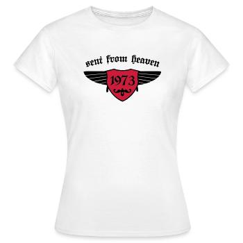 Anniversaire - envoyé du ciel 1973 - T-shirt Femme - blanc - Devant - AI Model Female 172 dark (172cm)