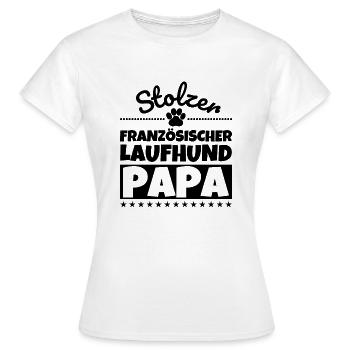 Französischer Laufhund Dreifarbig lustig Herrchen - Frauen T-Shirt - Weiß - Vorne - AI Model Female 172 dark (172cm)