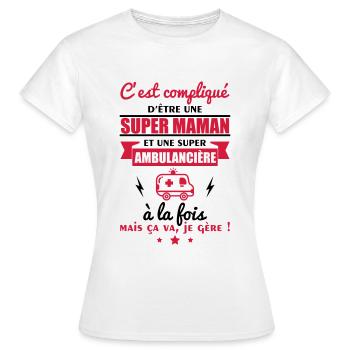 compliqué ambulancière,cadeau ambulancière - T-shirt Femme - blanc - Devant - AI Model Female 172 dark (172cm)