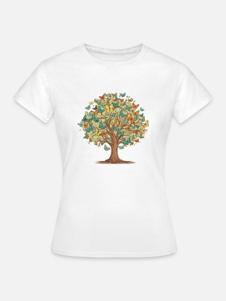 Schmetterling Baum Natur Raube Insekt - Frauen T-Shirt - Weiß
