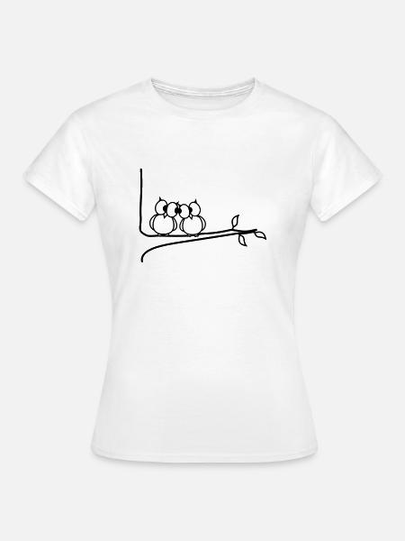 verliebte Eulen - Frauen T-Shirt - Weiß