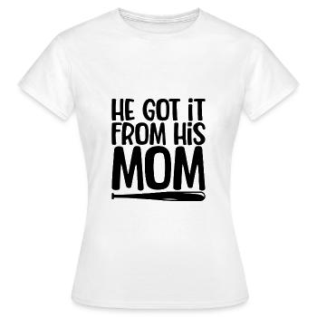 Il l’a obtenu de sa mère 3 - T-shirt Femme - blanc - Devant - AI Model Female 172 dark (172cm)