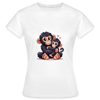 Loving Chimpanzee Parent with Child - Frauen T-Shirt - Weiß - Vorne - AI Model Female 172 dark (172cm)