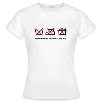 T Shirt NO washing NO ironing NO cooking - Frauen T-Shirt - Weiß - Vorne - AI Model Female 172 dark (172cm)