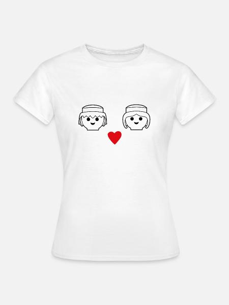 Playmobil Hart Ontwerp Man En Vrouw - Vrouwen T-shirt - wit