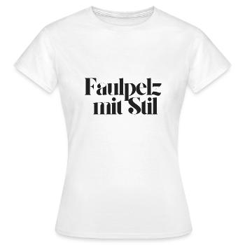 Faulpelz mit Stil - Frauen T-Shirt - Weiß - Vorne - AI Model Female 172 dark (172cm)