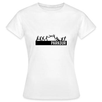 Parkour Freerunning Sprung - Frauen T-Shirt - Weiß - Vorne - AI Model Female 172 dark (172cm)