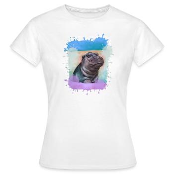 Nilpferd, bunt,Malerei,Baby,Malerei - Frauen T-Shirt - Weiß - Vorne - AI Model Female 172 dark (172cm)