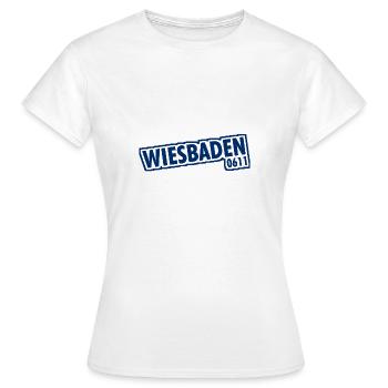 Wiesbaden 0611 Vorwahl - Frauen T-Shirt - Weiß - Vorne - AI Model Female 172 dark (172cm)