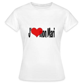 J 'aime mon mari - T-shirt Femme - blanc - Devant - AI Model Female 172 dark (172cm)