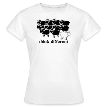 Think different - T-shirt Femme - blanc - Devant - AI Model Female 172 dark (172cm)