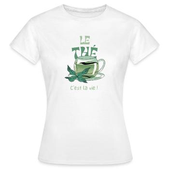 Le thé, c'est la vie ! - T-shirt Femme - blanc - Devant - AI Model Female 172 dark (172cm)