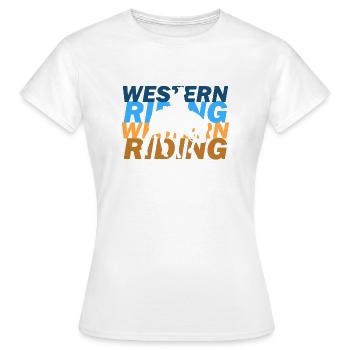 équitation Western - T-shirt Femme - blanc - Devant - AI Model Female 172 dark (172cm)