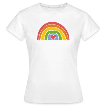 Regenbogen mit Herz - Frauen T-Shirt - Weiß - Vorne - AI Model Female 172 dark (172cm)