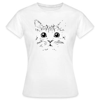 tete de chat - T-shirt Femme - blanc - Devant - AI Model Female 172 dark (172cm)