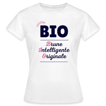 Humour femme brune parfaite humoristique certifiée - T-shirt Femme - blanc - Devant - AI Model Female 172 dark (172cm)