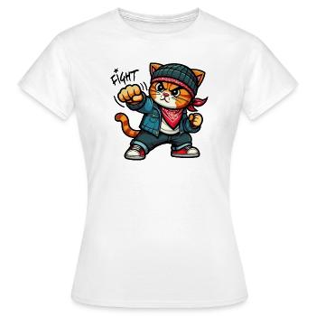 Chat forcé : Combat - T-shirt Femme - blanc - Devant - AI Model Female 172 dark (172cm)