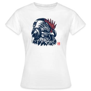 Coq avec écouteurs - T-shirt Femme - blanc - Devant - AI Model Female 172 dark (172cm)
