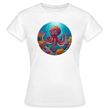 Poulpe dans le corail - T-shirt Femme - blanc - Devant - AI Model Female 172 dark (172cm)