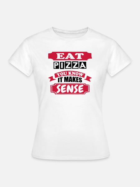 Pizza essen - Frauen T-Shirt - Weiß