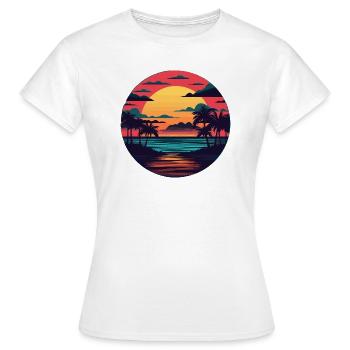 vintage sunset beach - T-shirt Femme - blanc - Devant - AI Model Female 172 dark (172cm)