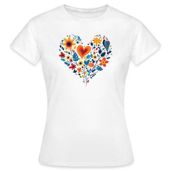 Blooming Heart - Women's T-Shirt - white - Front - AI Model Female 172 dark (172cm)